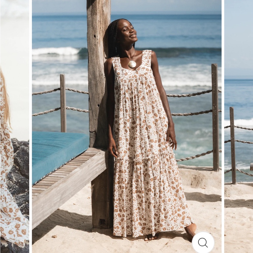 Daughters of India Tan and Cream Maxi Sundress